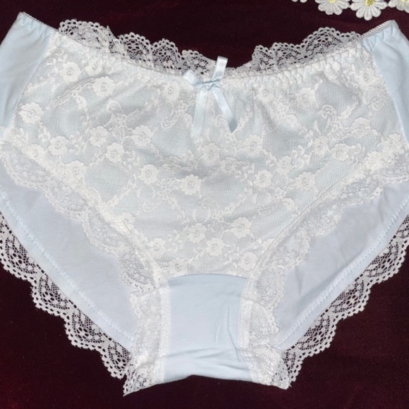 BLUE Lolita Kawaii High waist Lace front Cotton Panties. Soft and sensual. - Picture 1 of 2